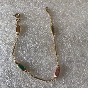 18k gold filed gem link bracelet